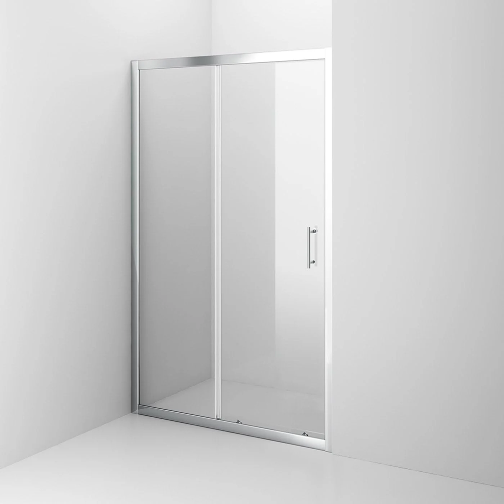 Solis 6mm Toughened Safety Glass Recessed Shower Sliding Door - Chrome