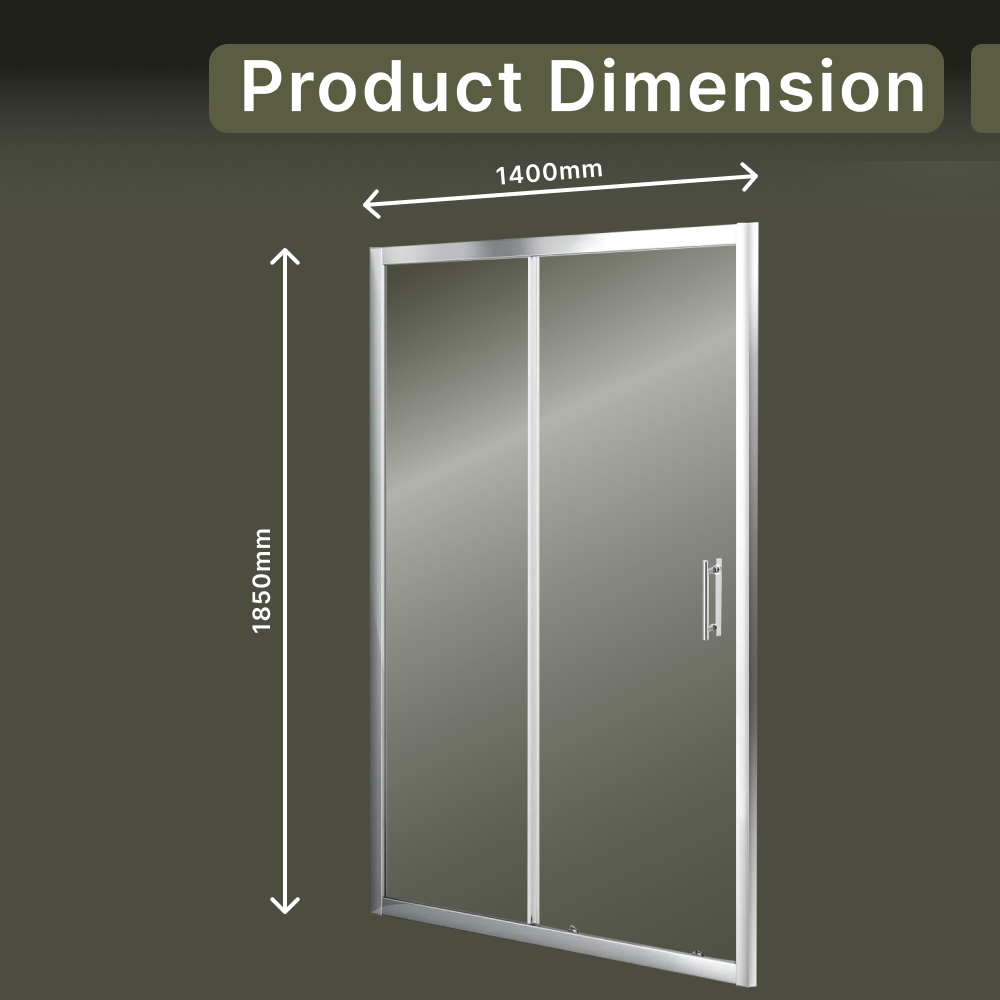 Solis 6mm Toughened Safety Glass Recessed Shower Sliding Door - Chrome