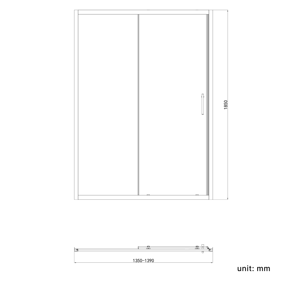 Solis 6mm Toughened Safety Glass Recessed Shower Sliding Door - Chrome