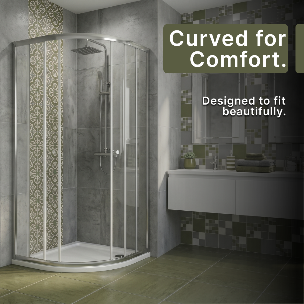 Vesper 4mm Glass Sliding Door Quadrant Shower Enclosure - Chrome