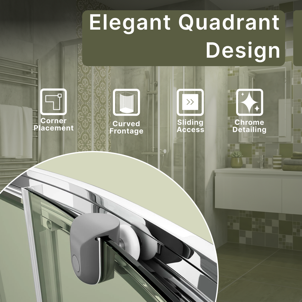 Vesper 4mm Glass Sliding Door Quadrant Shower Enclosure - Chrome