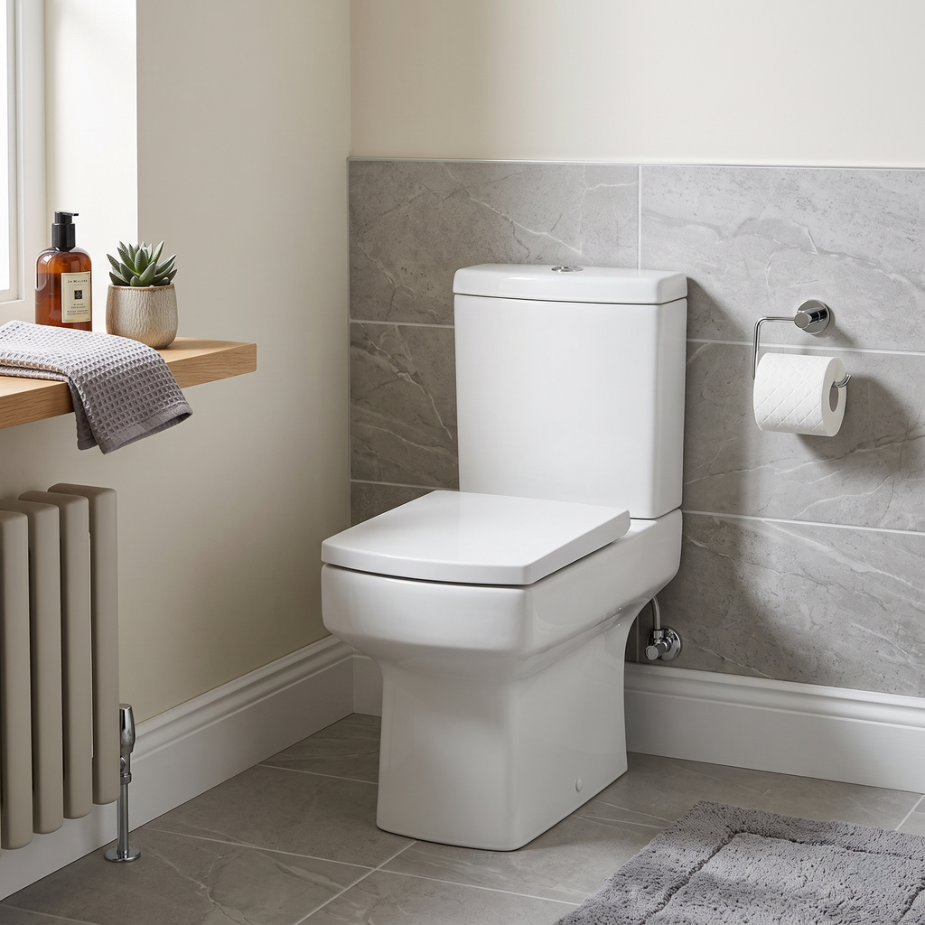 Messina  Close Coupled Toilet with Soft Close Seat & Cistern - White