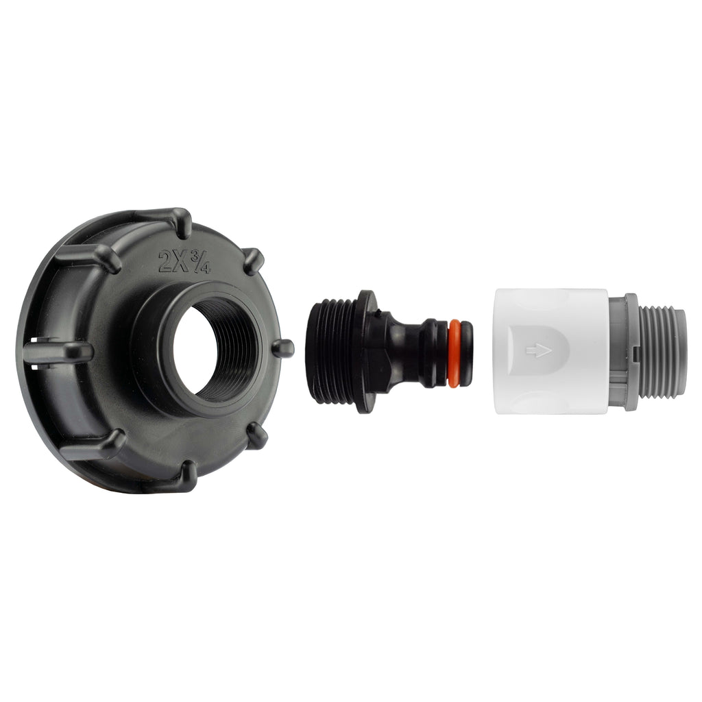 IBC 2” S60X6 Cap with Male Quick Connector and ¾” BSP Threaded Hose Connector