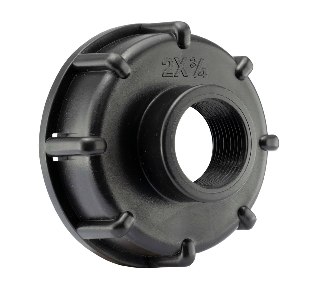 IBC 2” S60X6 Cap with Threaded Hose Fitting, Double Male and Hose Connector Lime