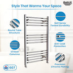 iBathUK Zypher Curved Heated Towel Rail Bathroom Radiator - Chrome