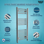 iBathUK Zypher Curved Heated Towel Rail Bathroom Radiator - Chrome