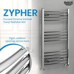 iBathUK Zypher Curved Heated Towel Rail Bathroom Radiator - Chrome