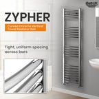iBathUK Zypher Curved Heated Towel Rail Bathroom Radiator - Chrome