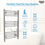 iBathUK Zypher Curved Heated Towel Rail Bathroom Radiator - Chrome