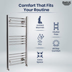 iBathUK Zypher Curved Heated Towel Rail Bathroom Radiator - Chrome