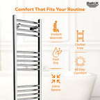 iBathUK Zypher Curved Heated Towel Rail Bathroom Radiator - Chrome