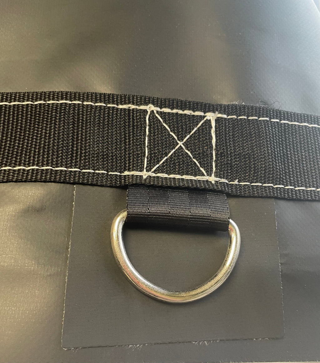6' DROP X 8' W X 27' L 14 OZ BLACK 3 ROWS OF DRINGS