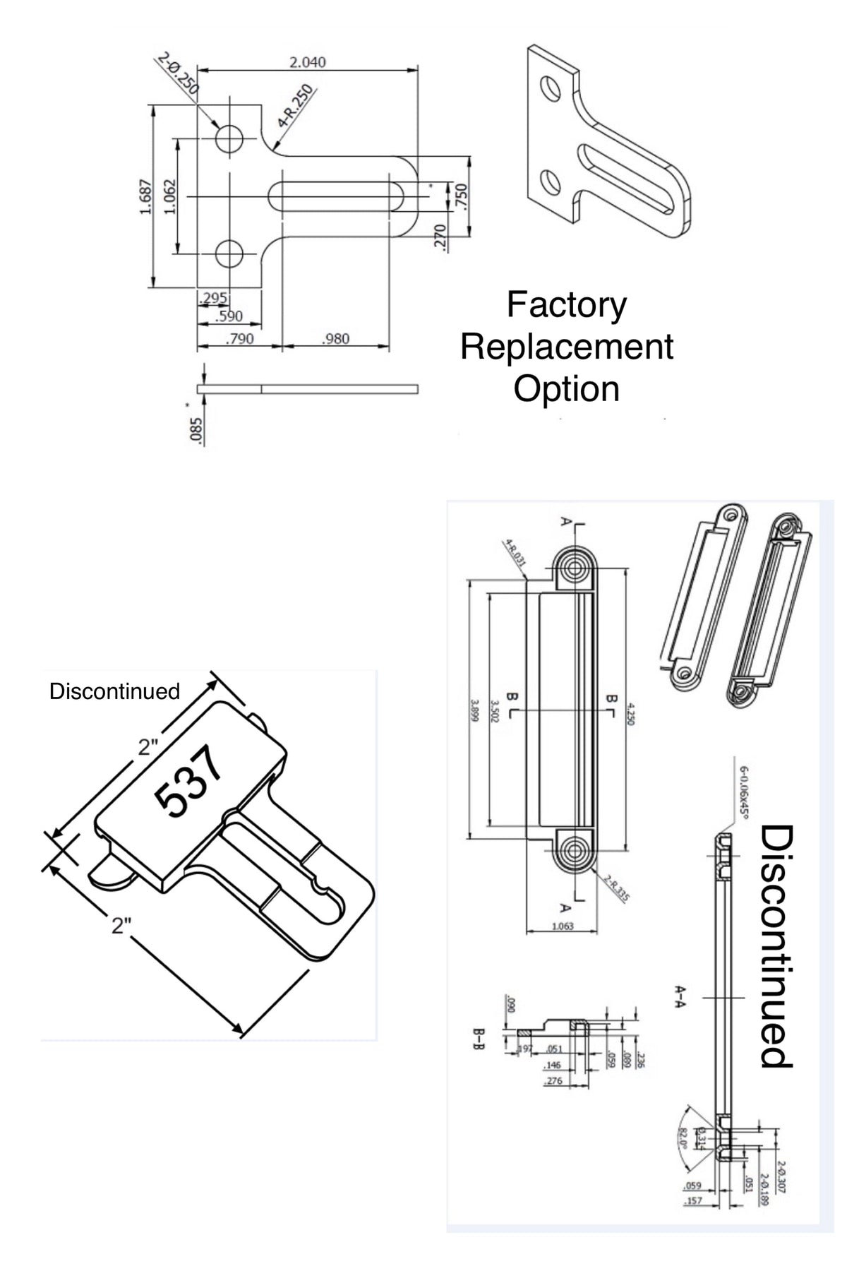 S1155 - Cam for Locking Bar SliverLine 537 replacement attachment option