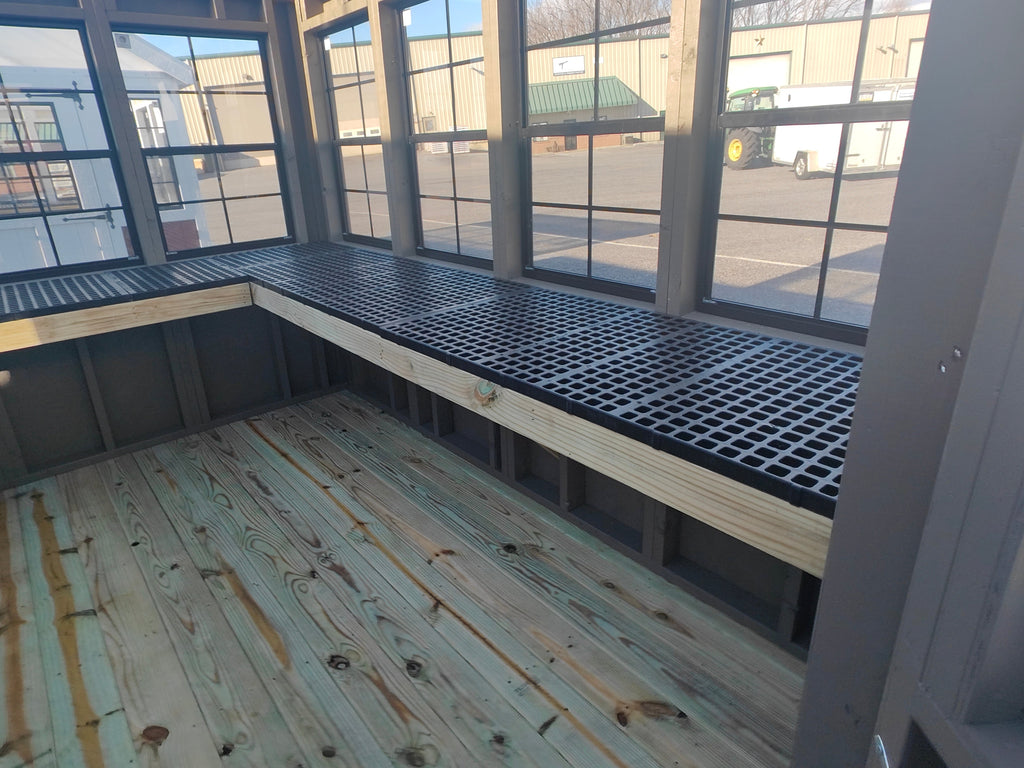 8×10 Greenhouse w/Plastic Mesh Workbench