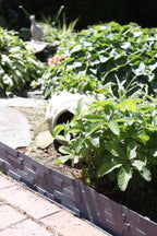 Lawn Edging, Plastic Palisade Slate Effect, 2.38m, Brown