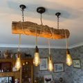 Rustic Driftwood Style Chandelier | Oak Wrapped Cable Kitchen & Dining Light - MooBoo Home Chandelier