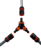 3 Way Connector Set with Valve Black/Orange