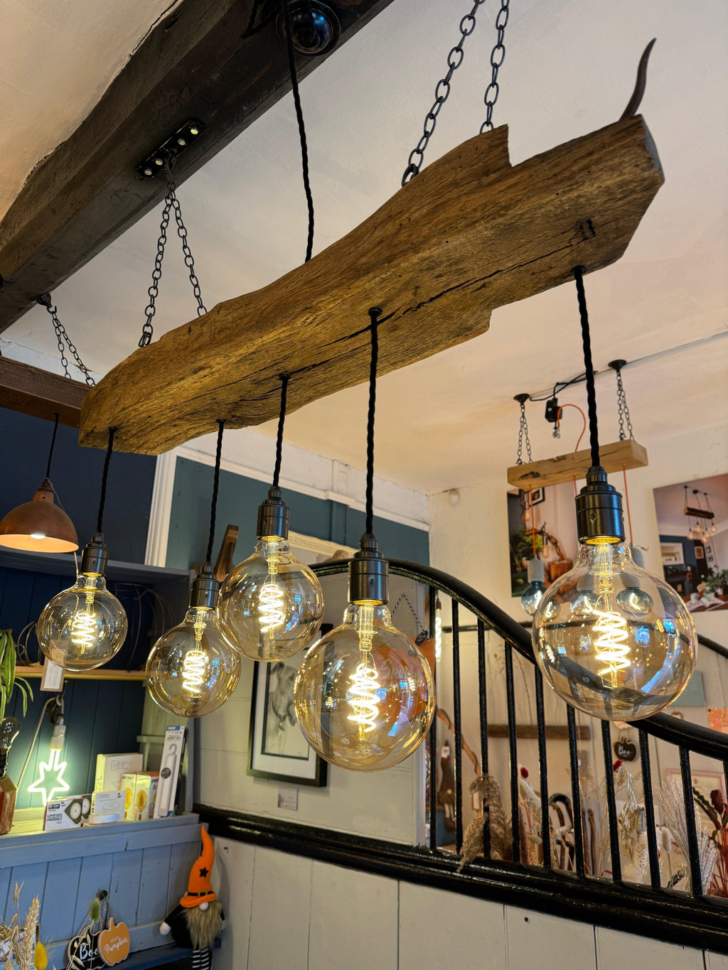 300 Year Old Oak Beam Chandelier | Reclaimed Rustic Kitchen & Dining Lighting UK