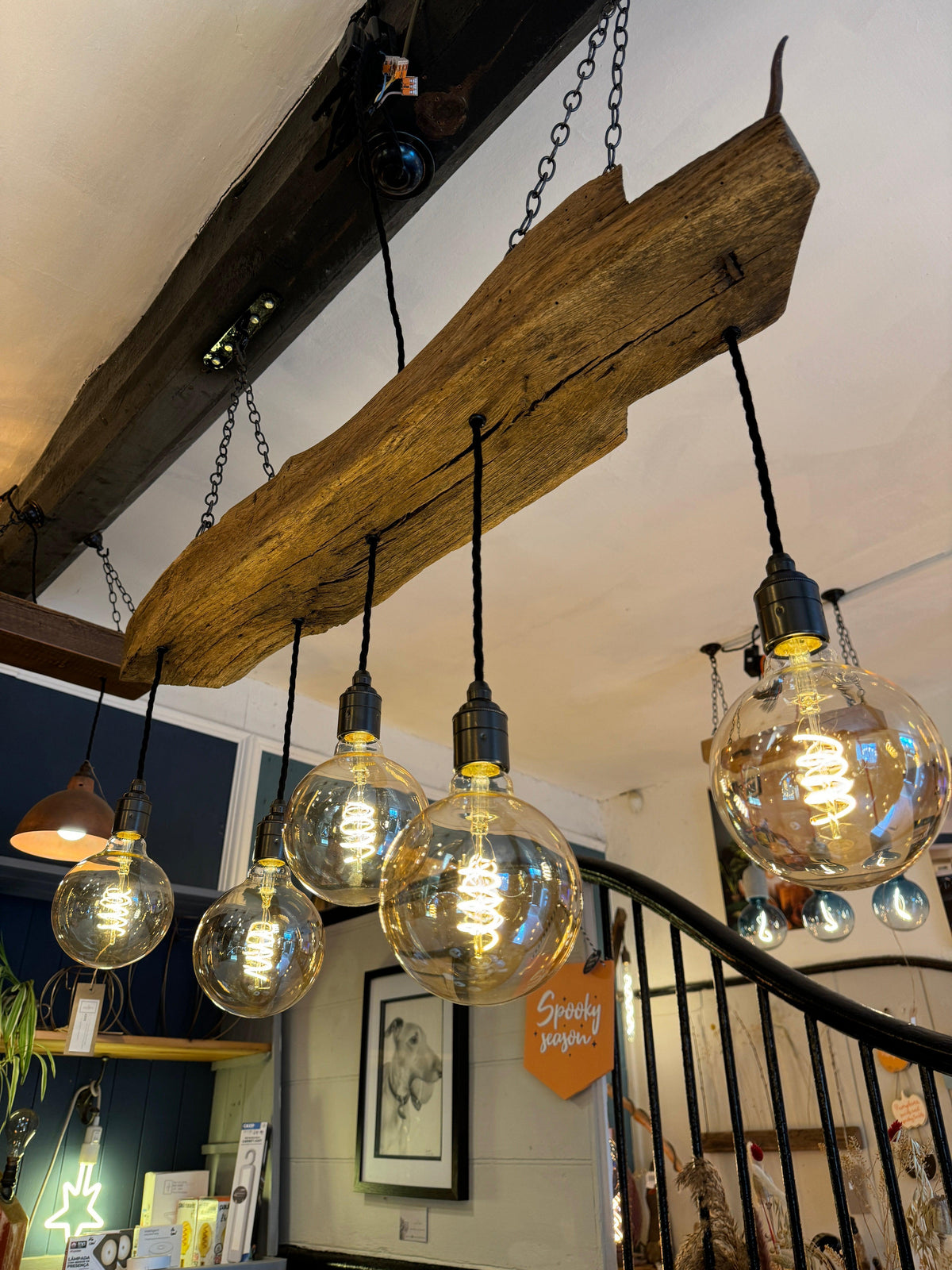 300 Year Old Oak Beam Chandelier | Reclaimed Rustic Kitchen & Dining Lighting UK