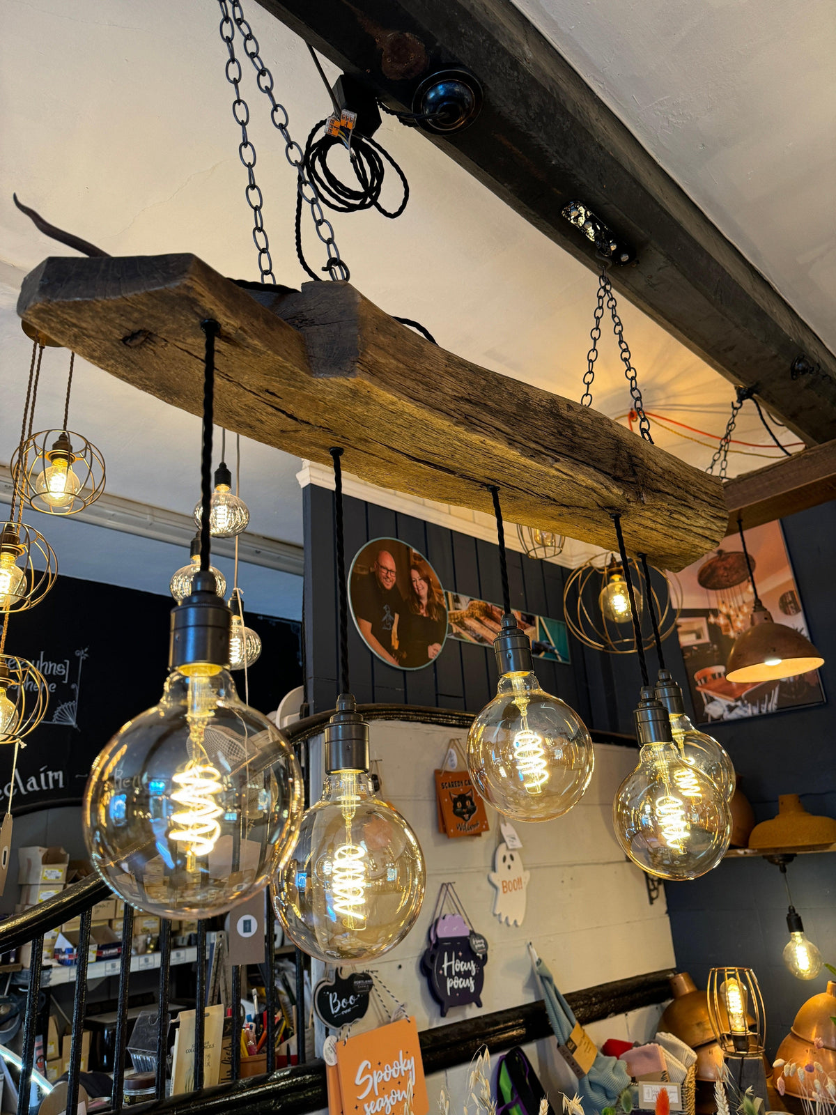 300 Year Old Oak Beam Chandelier | Reclaimed Rustic Kitchen & Dining Lighting UK