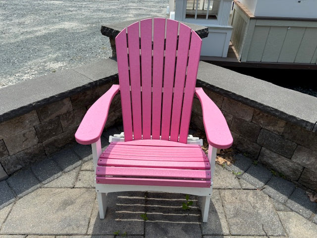 COMFO BACK FOLDING ADIRONDACK CHAIR- PINK ON WHITE