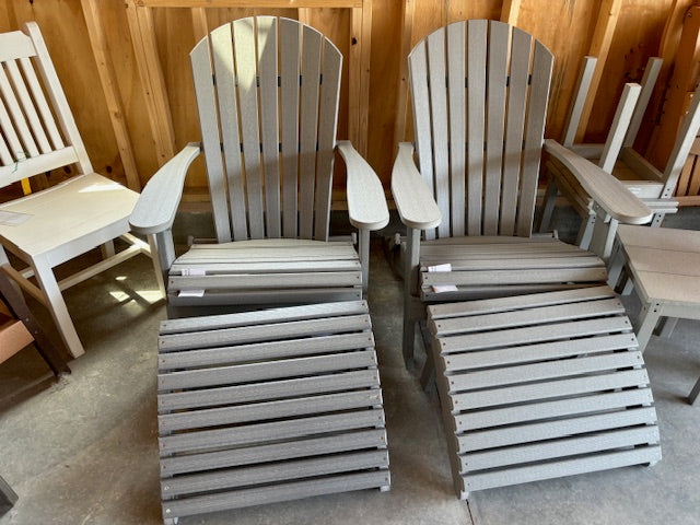 COMFO BACK FOLDING ADIRONDACK CHAIR WITH FOOTSTOOL- DRIFTWOOD GRAY