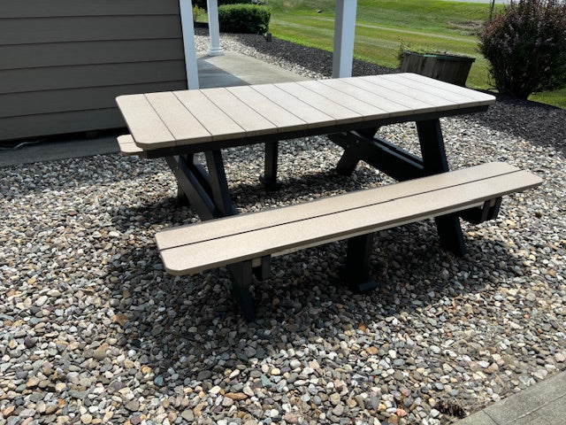 RECTANGULAR PICNIC TABLE- WEATHERWOOD/ BLACK