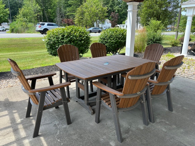 GARDEN CLASSIC 44" x 72" RECTANGULAR TABLE DINING HEIGHT- ANTIQUE MAHOGANY ON COASTAL GRAY