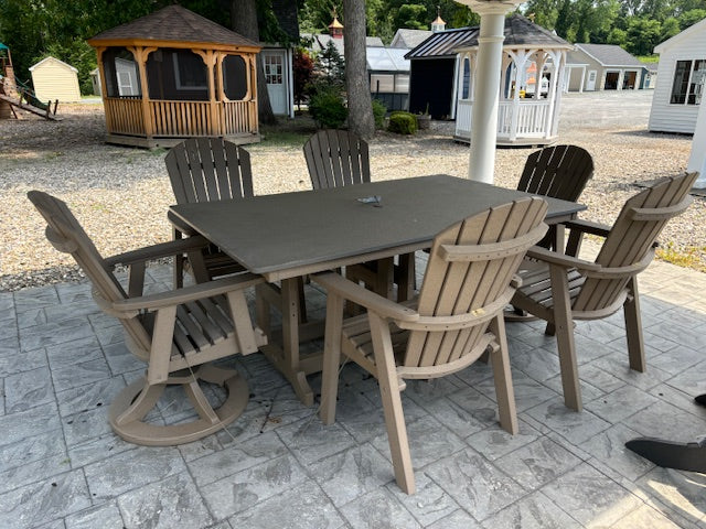 GARDEN CLASSIC HAMMERED FINISH 44" x 72" RECTANGULAR TABLE DINING HEIGHT- WEATHERWOOD WITH STAINLESS TOP