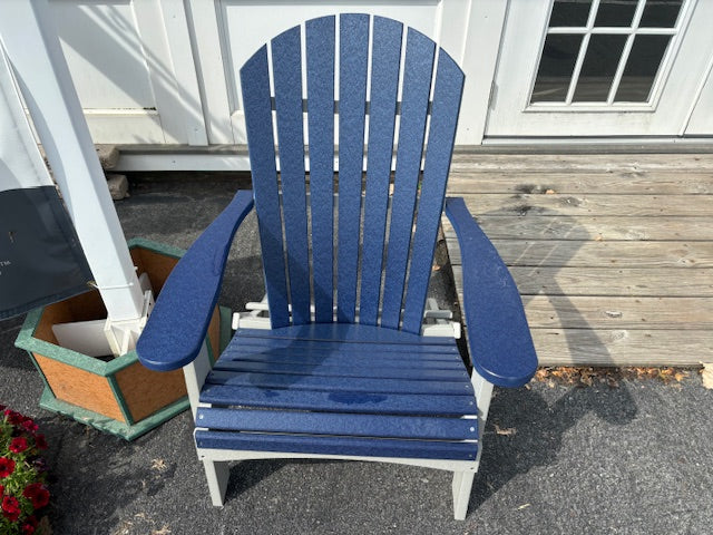 COMFO BACK FOLDING ADIRONDACK CHAIR- BLUE ON LIGHT GRAY