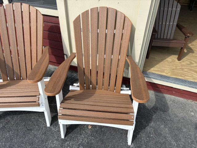 COMFO BACK FOLDING ADIRONDACK CHAIR- ANTIQUE MAHOGANY ON WHITE