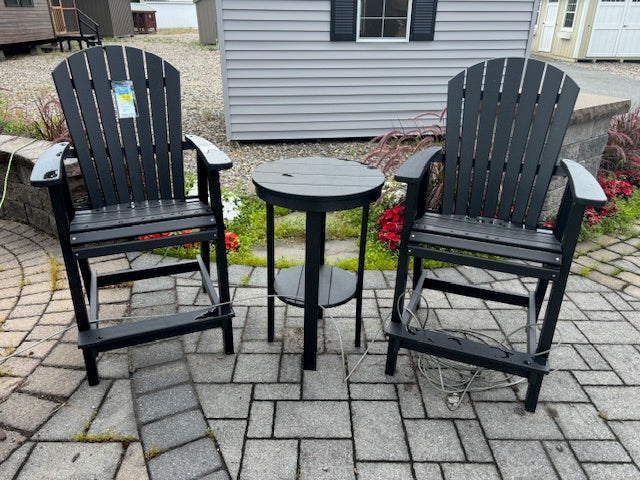COMFO BACK BAR HEIGHT ROUND END TABLE SET- BLACK