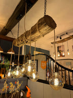 Rustic Driftwood Style Chandelier | Oak Wrapped Cable Kitchen & Dining Light