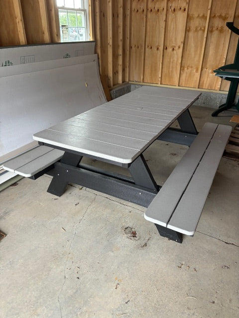 RECTANGULAR PICNIC TABLE- LIGHT GRAY ON BLACK