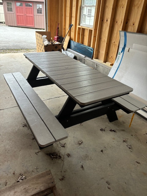 RECTANGULAR PICNIC TABLE- LIGHT GRAY ON BLACK