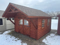 12' X 16' LOG RUSTIC CANTON WITH 4' COVERED BRIDGE - RUSTIC CEDAR STAIN