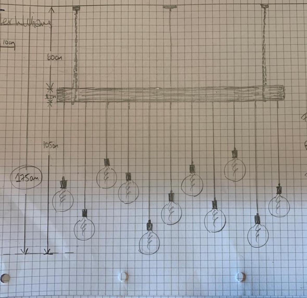 Chunky Wooden Beam Chandelier | Large Kitchen Island & Dining Lighting UK