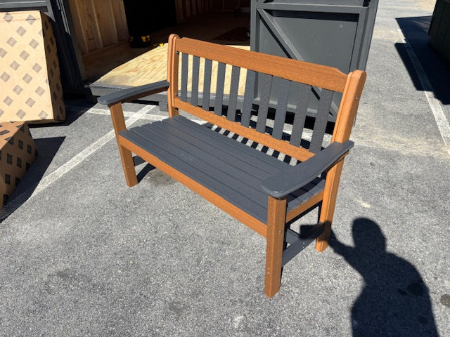 GARDEN BENCH- SMOKE GRAY ON ANTIQUE MAHOGANY
