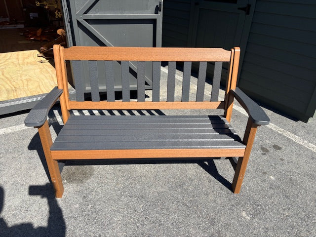 GARDEN BENCH- SMOKE GRAY ON ANTIQUE MAHOGANY