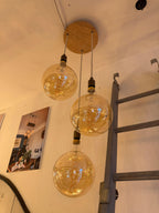 Oak Disc Pendant Light | 3 Drop Kitchen Island, Stairwell & Dining Lighting