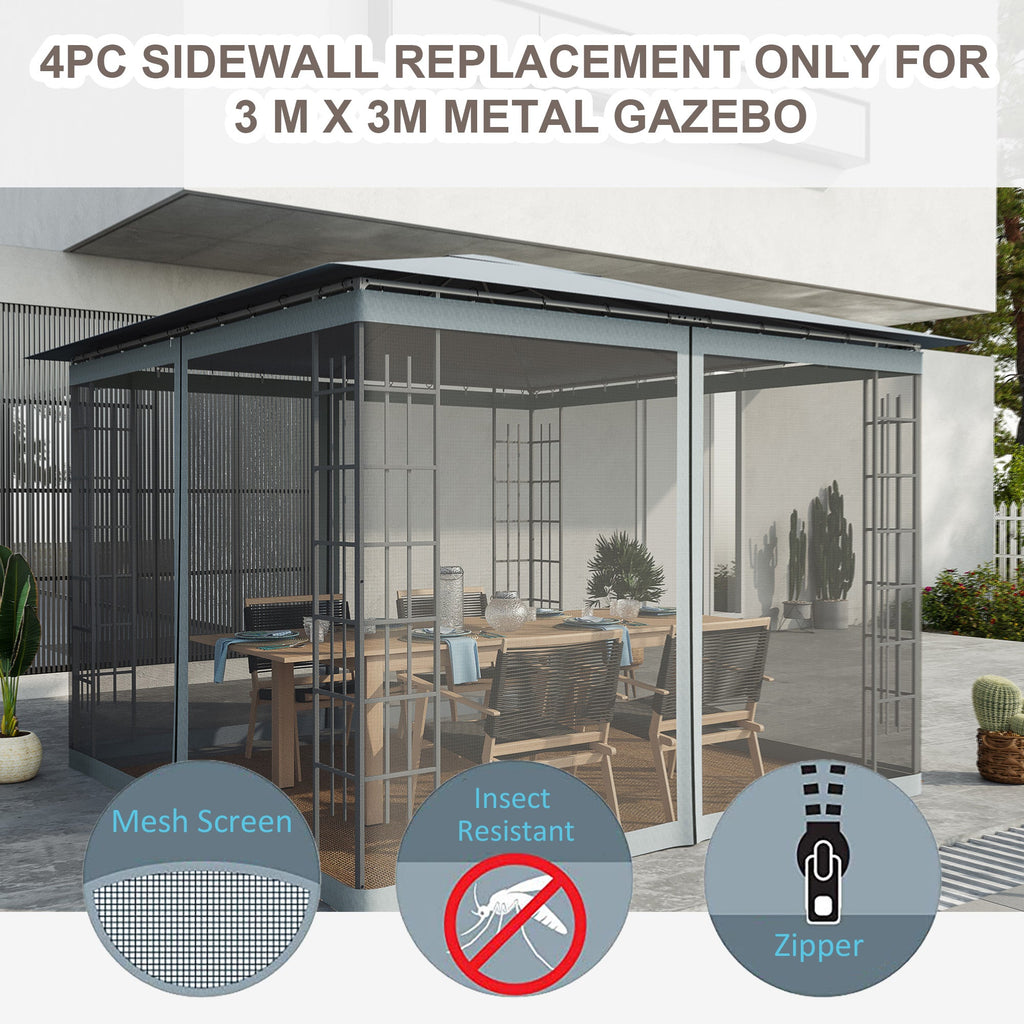 Replacement Mosquito Netting for Gazebo 10' x 10'with Zippers, Dark Grey