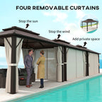 10' x 13' Hardtop Gazebo with UPF30+ Polycarbonate Double Roof, Beige