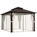 10' x 13' Hardtop Gazebo with UPF30+ Polycarbonate Double Roof, Beige