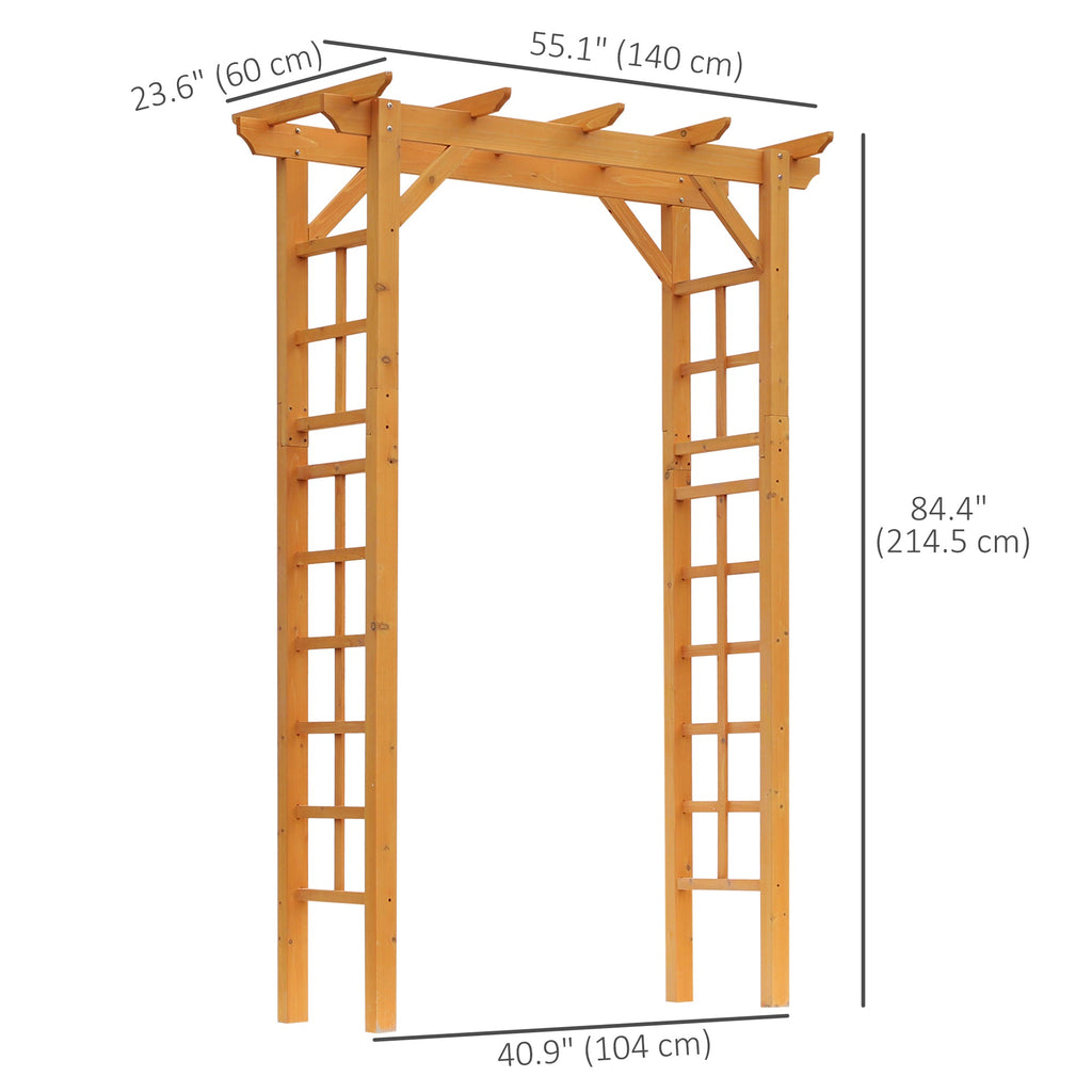 85" Wooden Garden Arbor for Climbing Vines, Orange
