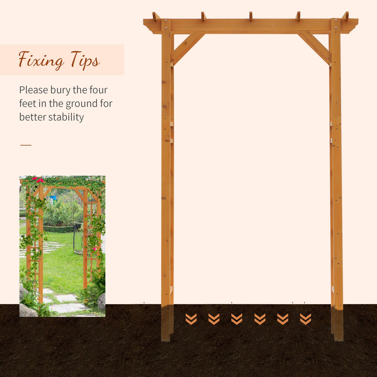 85" Wooden Garden Arbor for Climbing Vines, Orange