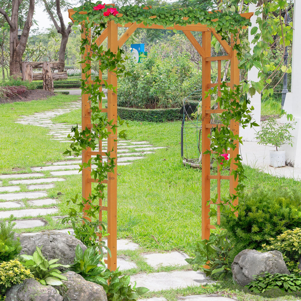 85" Wooden Garden Arbor for Climbing Vines, Orange