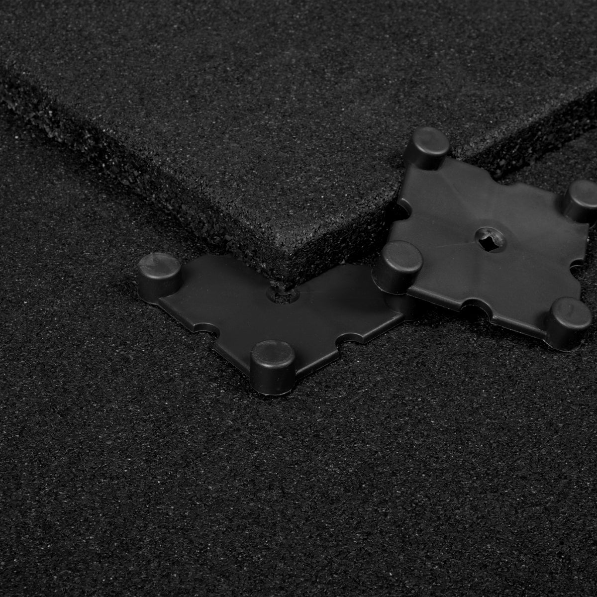 Black SBR Interlocking Rubber Gym Flooring with Connectors (1m x 1m) (30mm)
