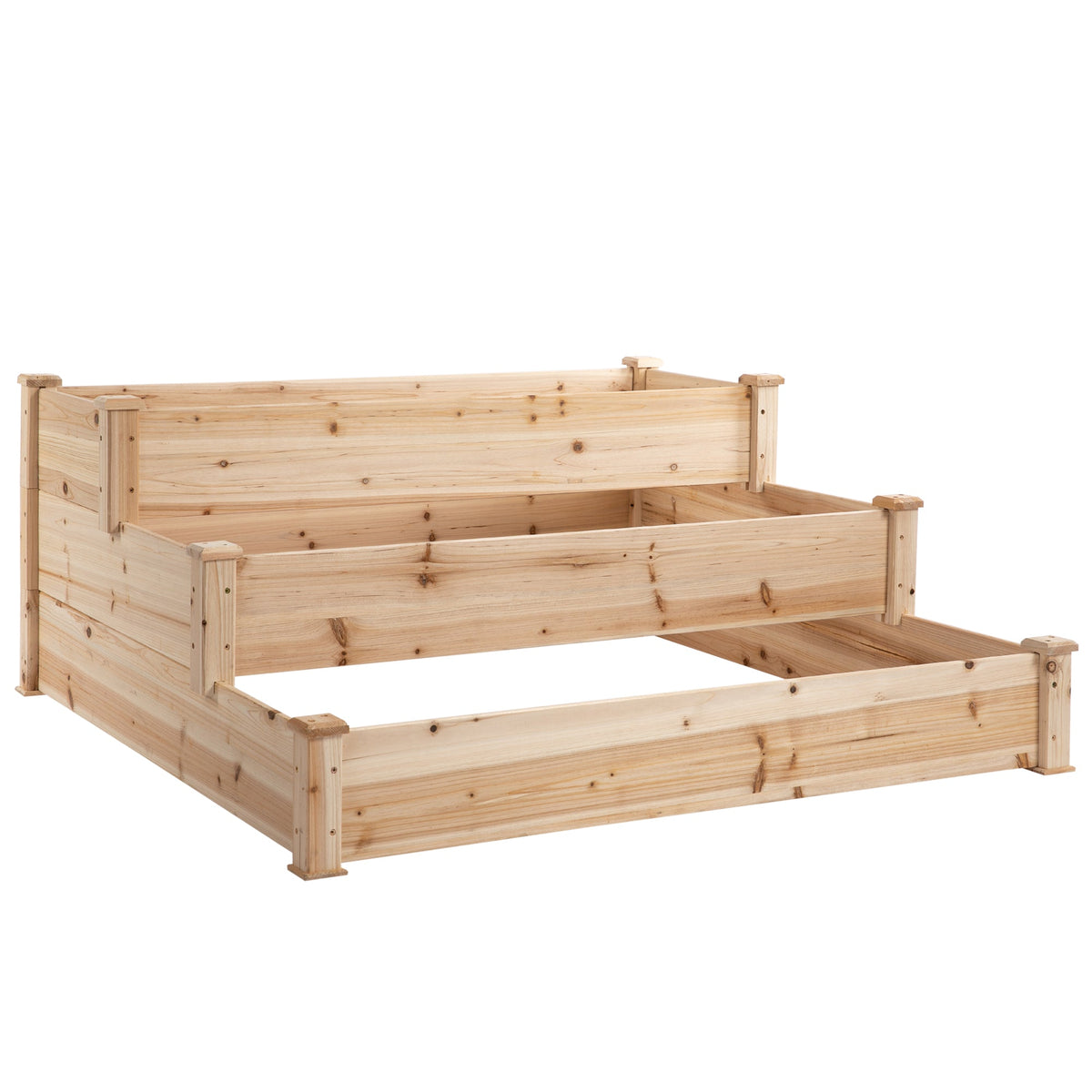 49" x 49" x 22" 3-Tier Wooden Raised Garden Bed Planter, Natural