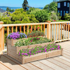 49" x 49" x 22" 3-Tier Wooden Raised Garden Bed Planter, Natural