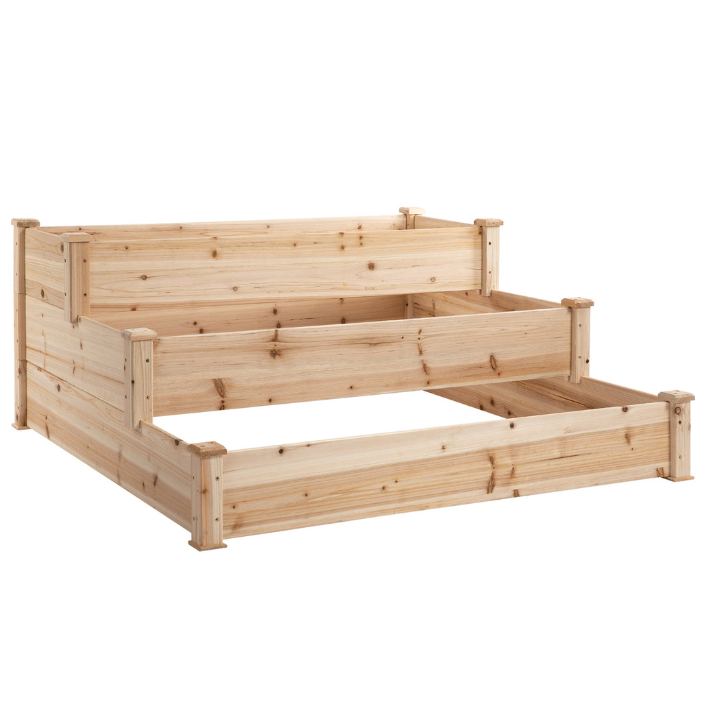 49" x 49" x 22" 3-Tier Wooden Raised Garden Bed Planter, Natural